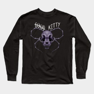 G̶o̶o̶d̶ Kitty Skull White Text purple Long Sleeve T-Shirt